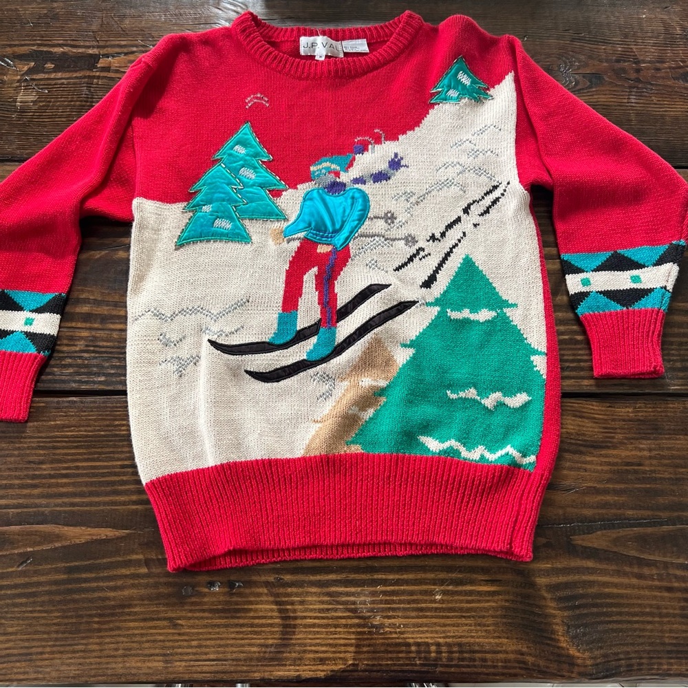 Vintage Unisex J.P Val Knit Pullover Season Ski Graphic Sweater Size Medium